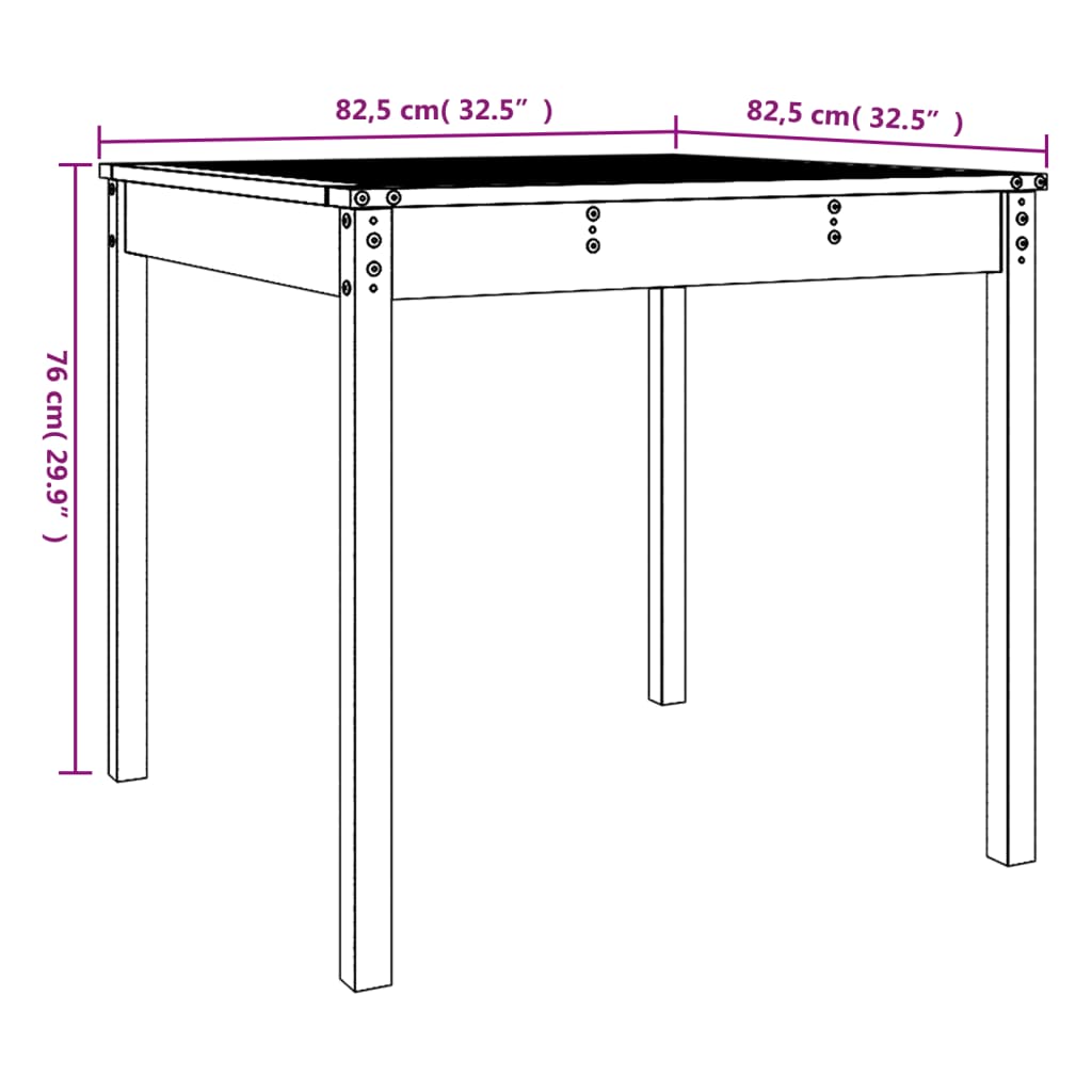 Trädgårdsbord 82,5X82,5X76 Cm Massiv Furu