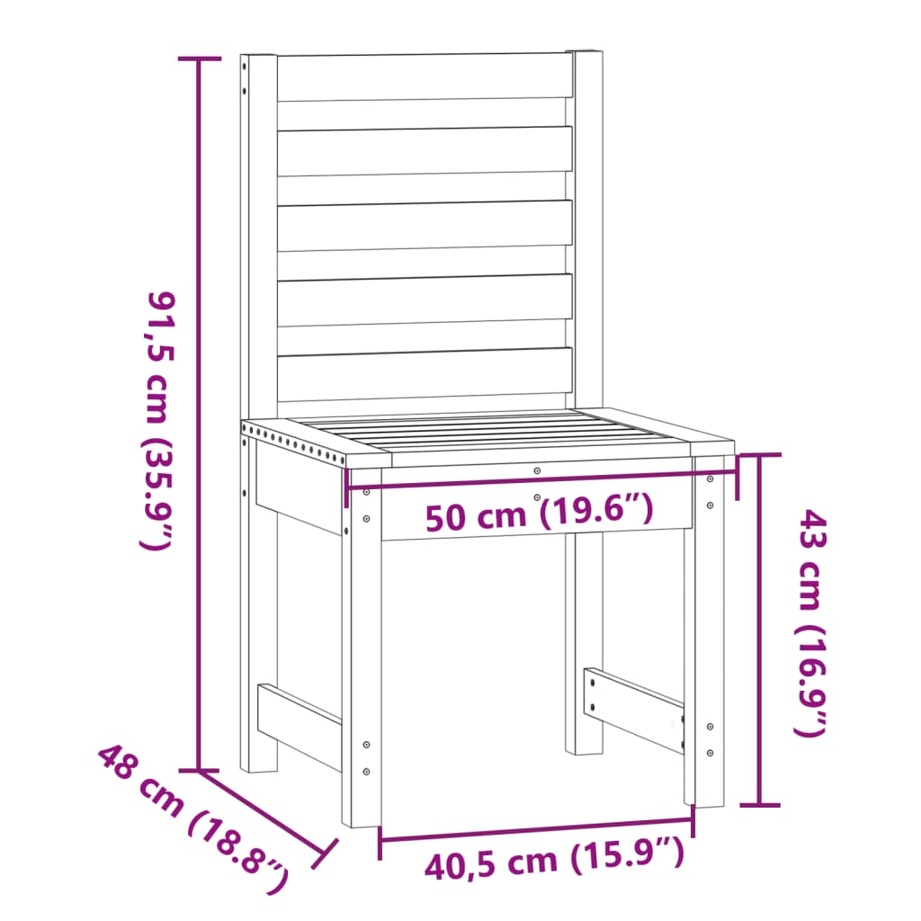 Trädgårdsstolar 2 St 50X48X91,5 Cm Massiv Furu