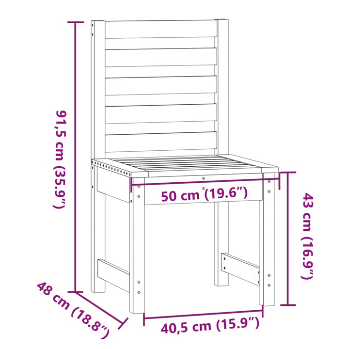 Trädgårdsstolar 2 St 50X48X91,5 Cm Massiv Furu
