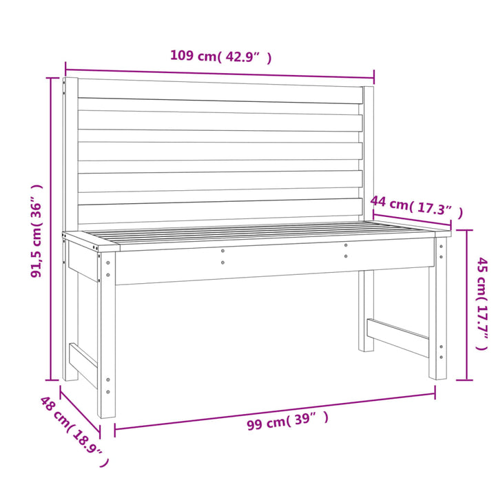 Trädgårdsbänk 109 Cm Massiv Furu