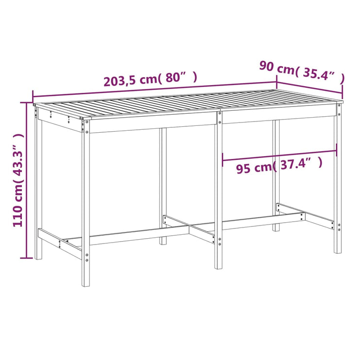 Trädgårdsbord 203,5X90X110 Cm Massiv Furu