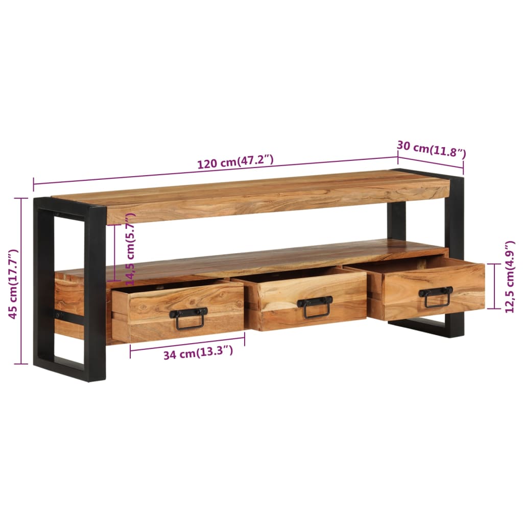 Tv-Bänk 120X30X45 Cm Massivt Återvunnet Trä