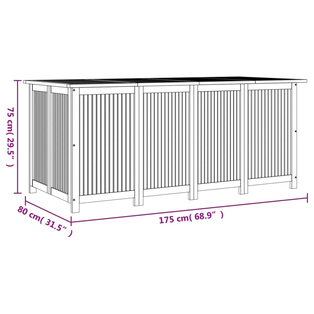 Dynbox 175X80X75 Cm Massivt Akaciaträ