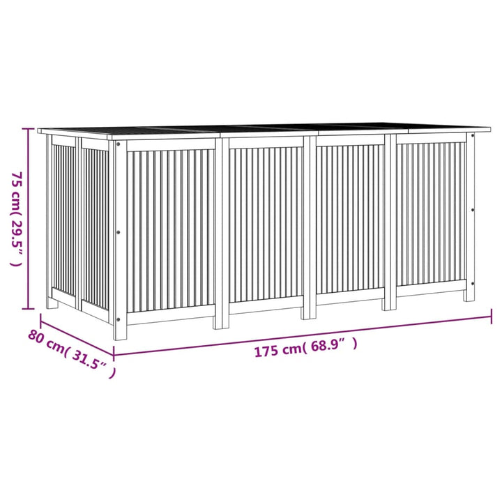 Dynbox 175X80X75 Cm Massivt Akaciaträ