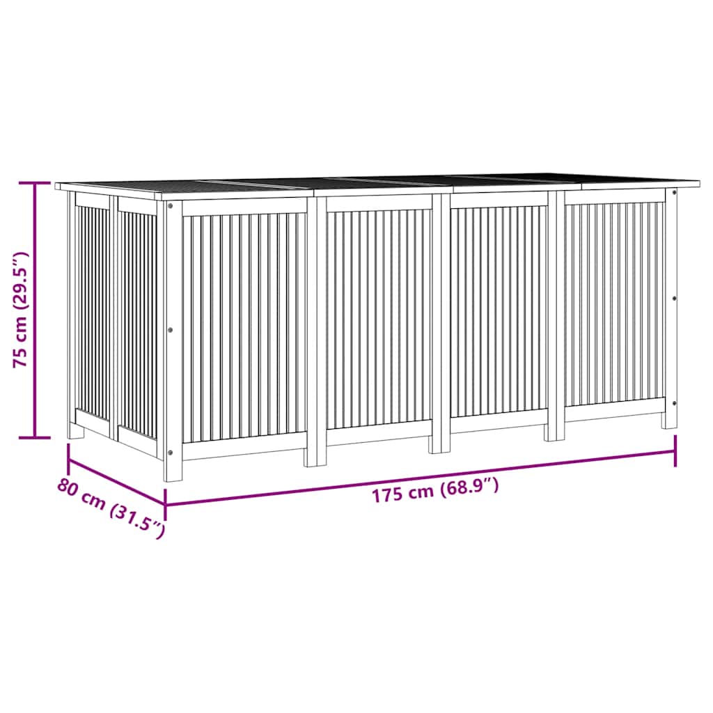 Dynbox 175X80X75 Cm Massivt Akaciaträ