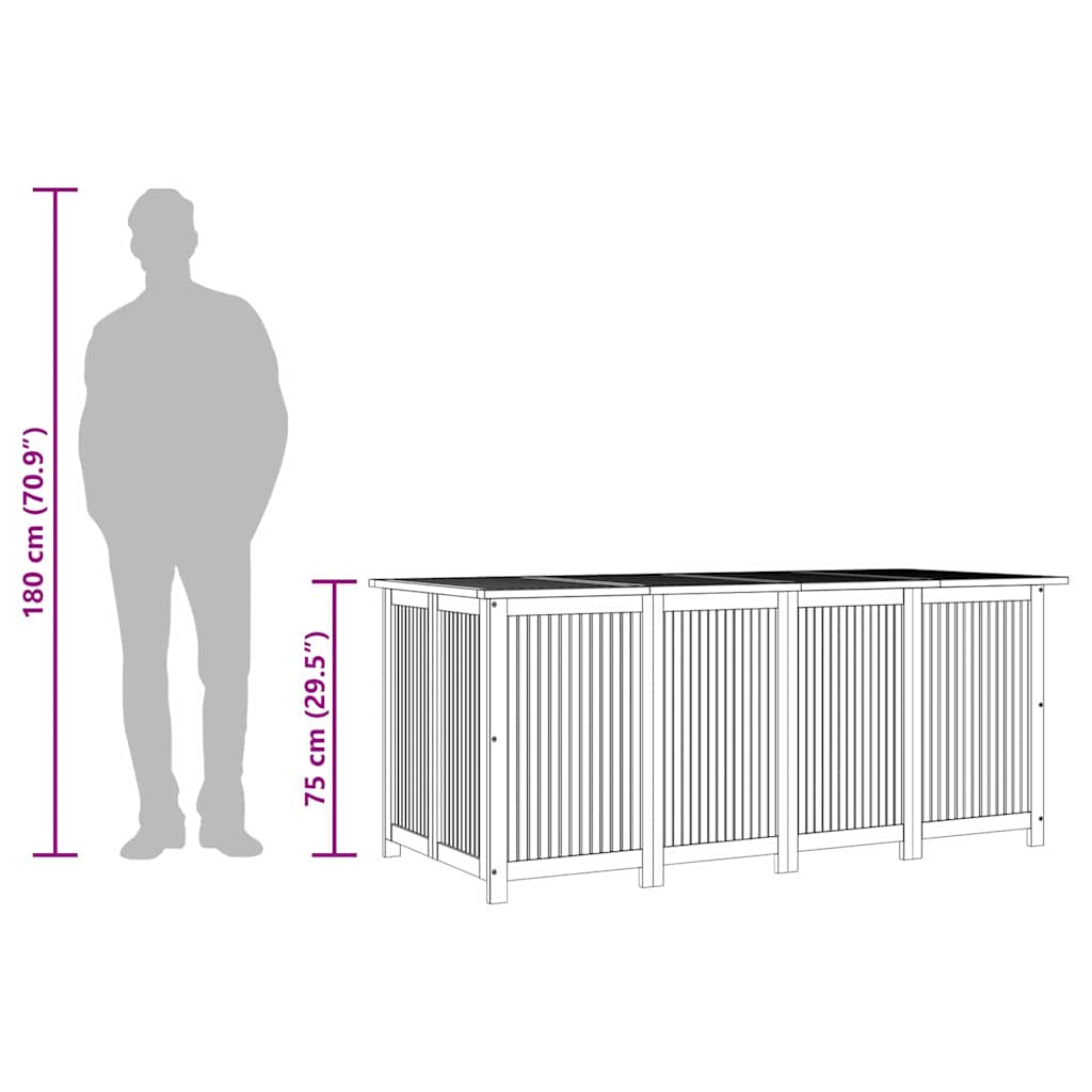 Dynbox Med Hjul 200X80X75 Cm Massivt Akaciaträ