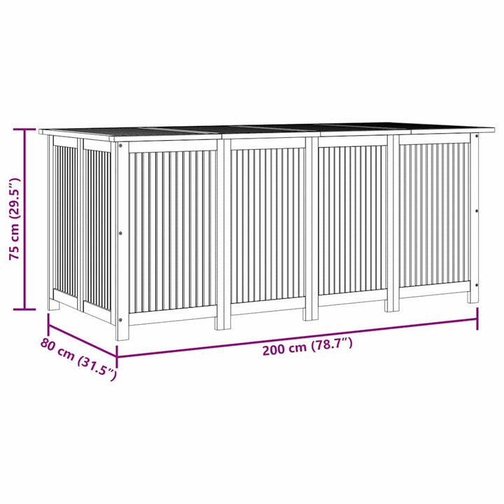 Dynbox Med Hjul 200X80X75 Cm Massivt Akaciaträ