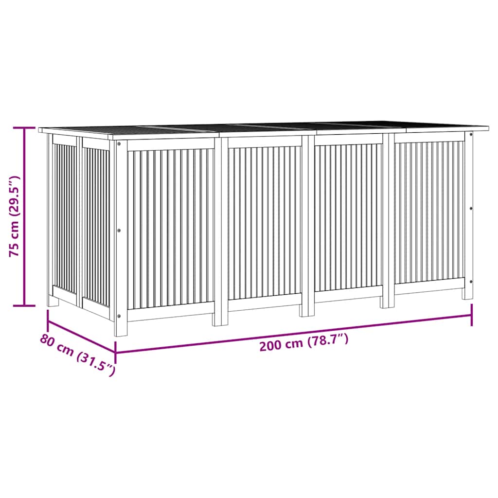 Dynbox Med Hjul 200X80X75 Cm Massivt Akaciaträ