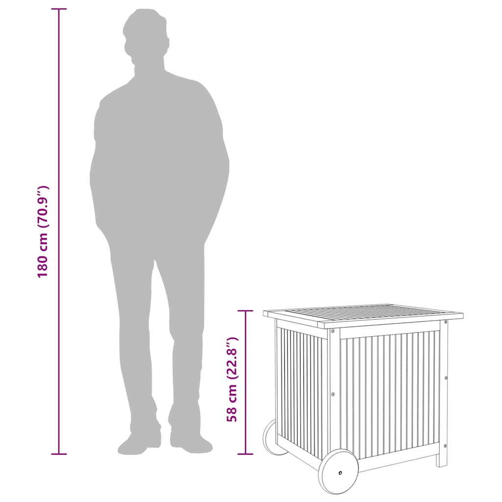Dynbox Med Hjul Massivt Akaciaträ