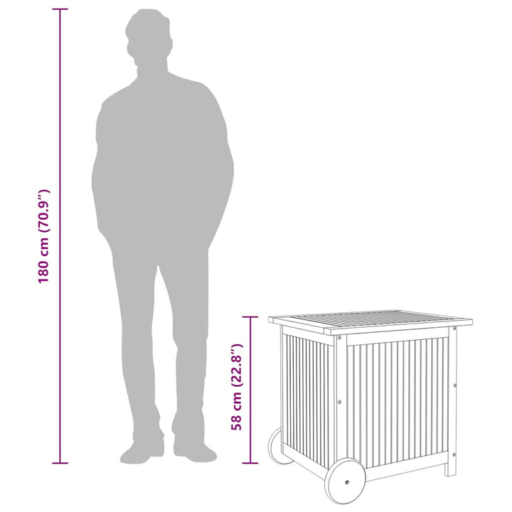 Dynbox Med Hjul Massivt Akaciaträ