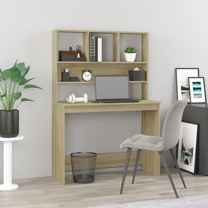 Skrivbord Med Hyllor 102X45X148 Cm Konstruerat Trä
