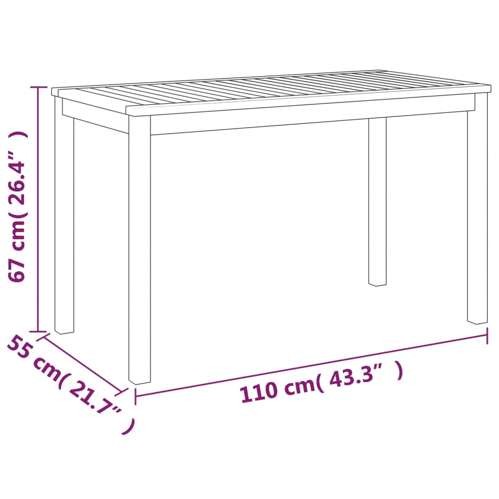 Trädgårdsbord 110X55X67 Cm Massivt Akaciaträ