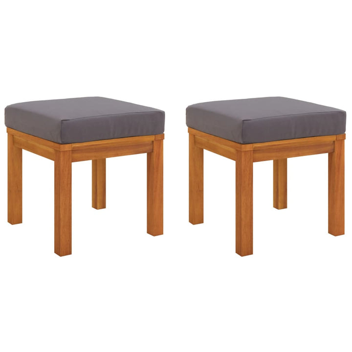 Trädgårdspallar Med Dynor 2 St 40X40X34 Cm Massivt Akaciaträ