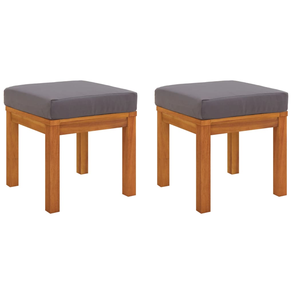 Trädgårdspallar Med Dynor 2 St 40X40X34 Cm Massivt Akaciaträ