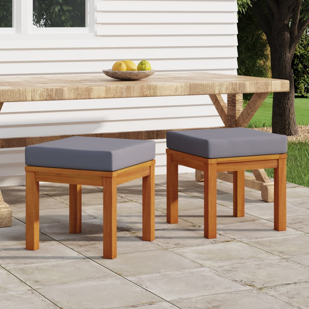 Trädgårdspallar Med Dynor 2 St 40X40X34 Cm Massivt Akaciaträ