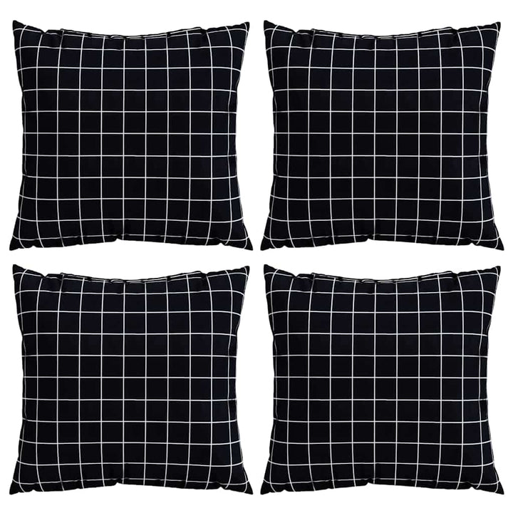 Spridda Kuddar 4 Pcs Svart Rutigt 40 X 40 Cm Polyester Tyg