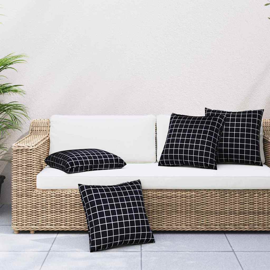 Spridda Kuddar 4 Pcs Svart Rutigt 50 X 50 Cm Polyester Tyg