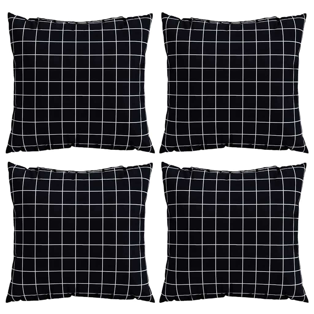 Spridda Kuddar 4 Pcs Svart Rutigt 50 X 50 Cm Polyester Tyg