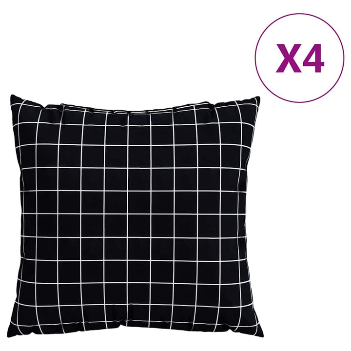 Spridda Kuddar 4 Pcs Svart Rutigt 50 X 50 Cm Polyester Tyg