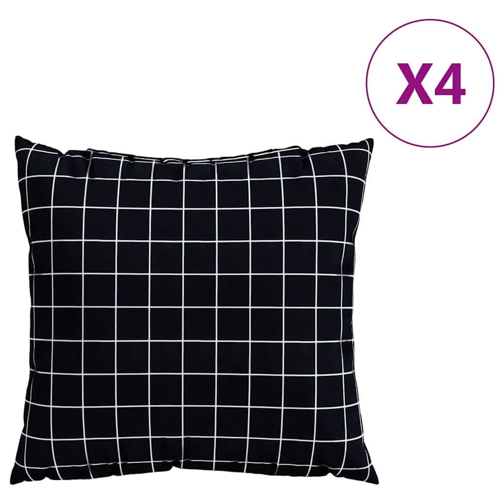 Spridda Kuddar 4 Pcs Svart Rutigt 60 X 60 Cm Polyester Tyg