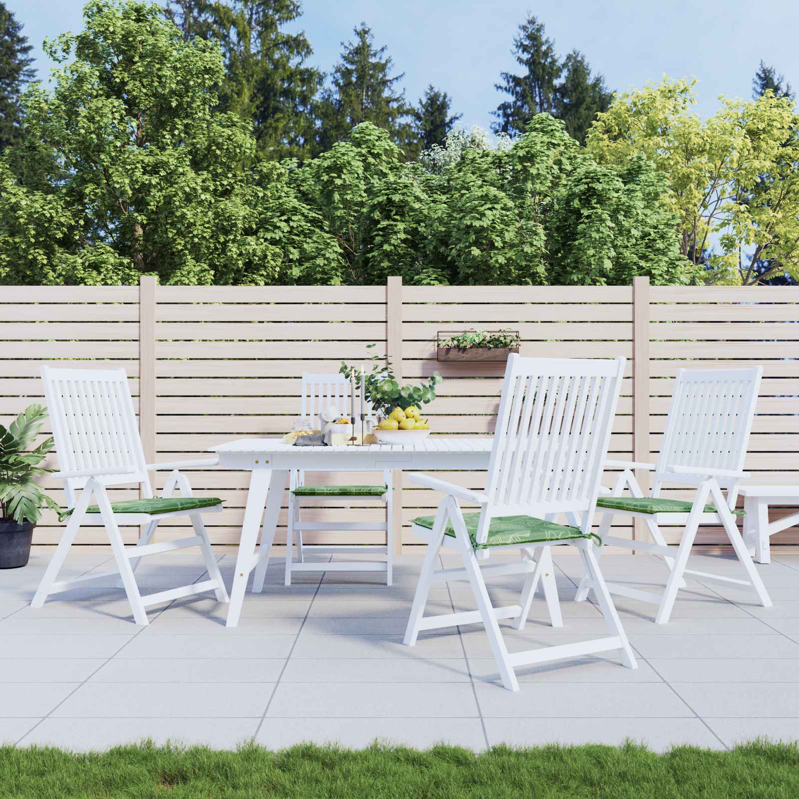 Stolkuddar 4 Pcs Grön Och Vit 50 X 50 X 4 Cm Oxford Tyg