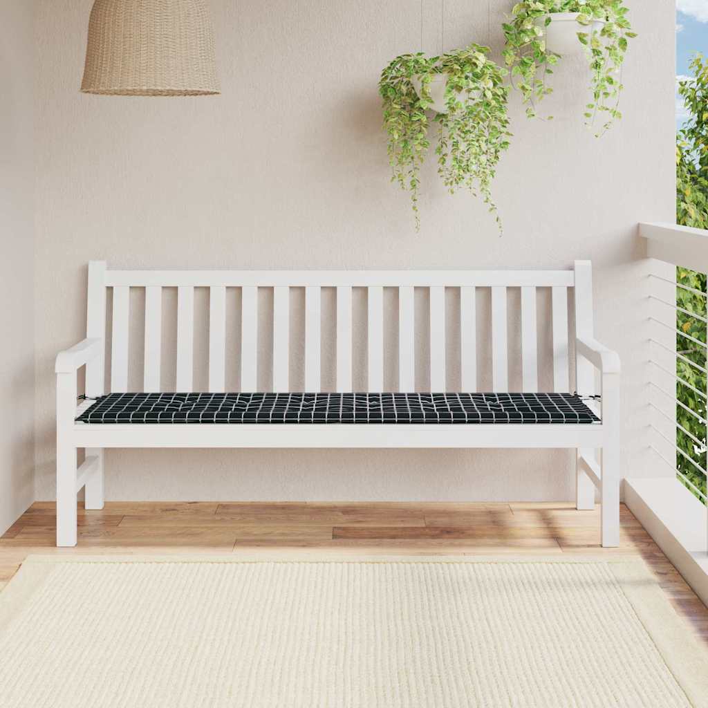 Bänk Kudde Rutig Svart Rutigt 150 X 50 X 3 Cm Oxford Tyg