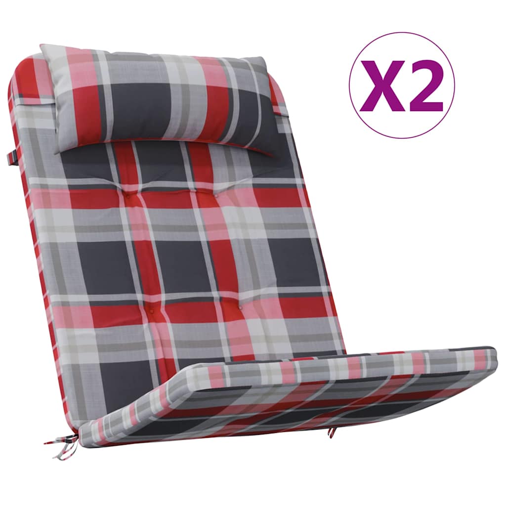 Stolkuddar Rutig 2 Pcs Röd Rutig 58 X 77 X 4,5 Cm Oxford Tyg