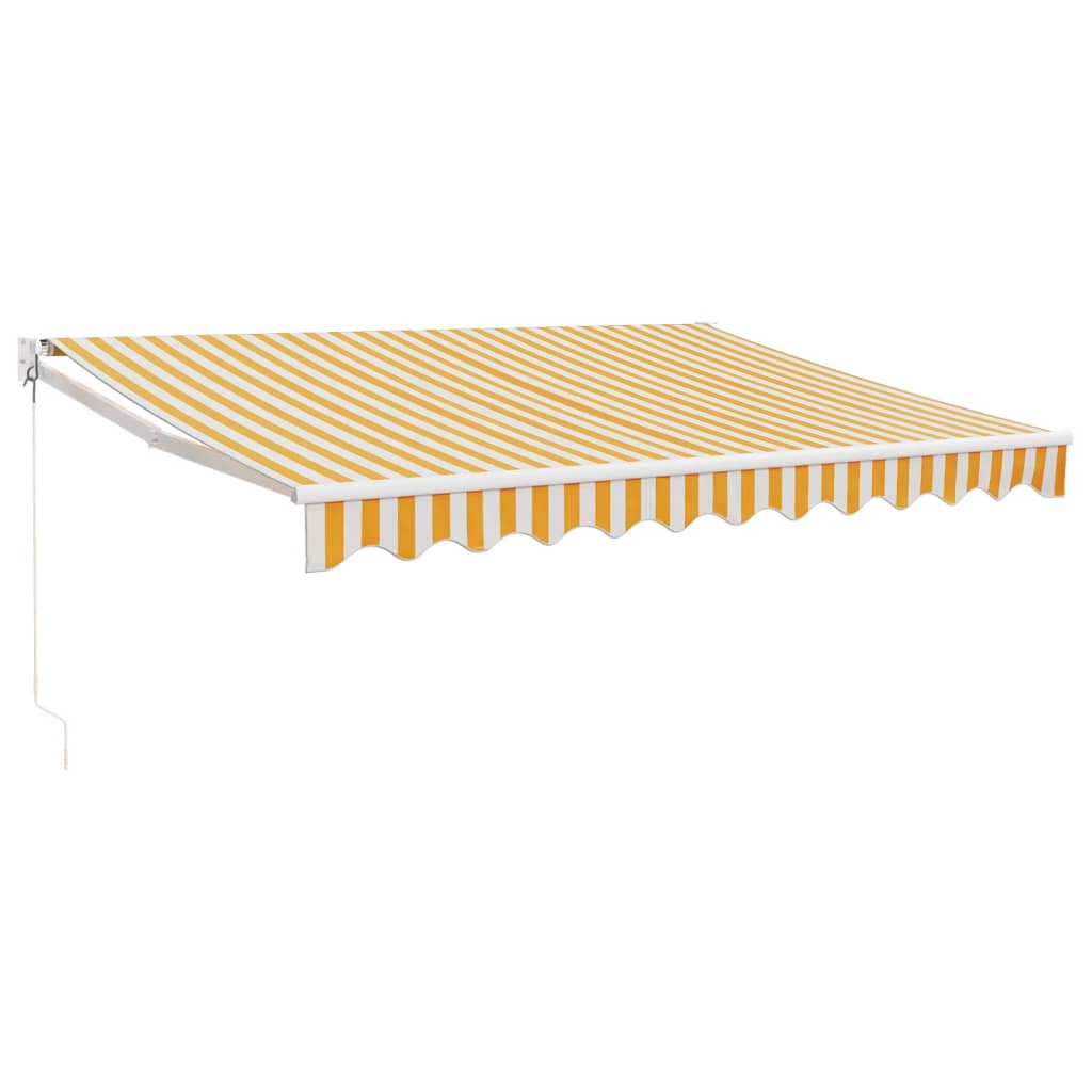 Markis Infällbar Gul Och Vit 3,5X2,5 M Tyg&Aluminium