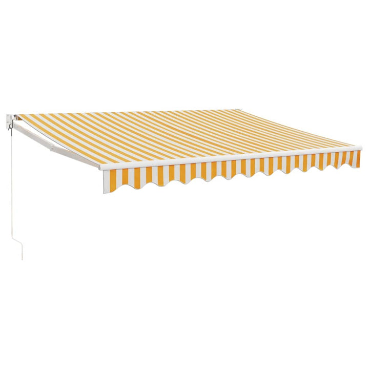 Markis Infällbar Gul Och Vit 3,5X2,5 M Tyg&amp;Aluminium