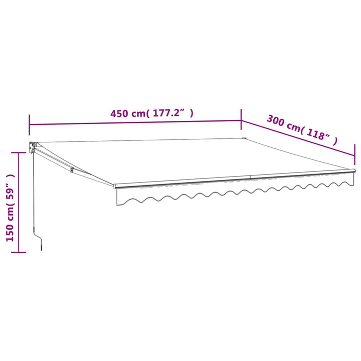 Markis Infällbar Gräddvit 4,5X3 M Tyg Och Aluminium