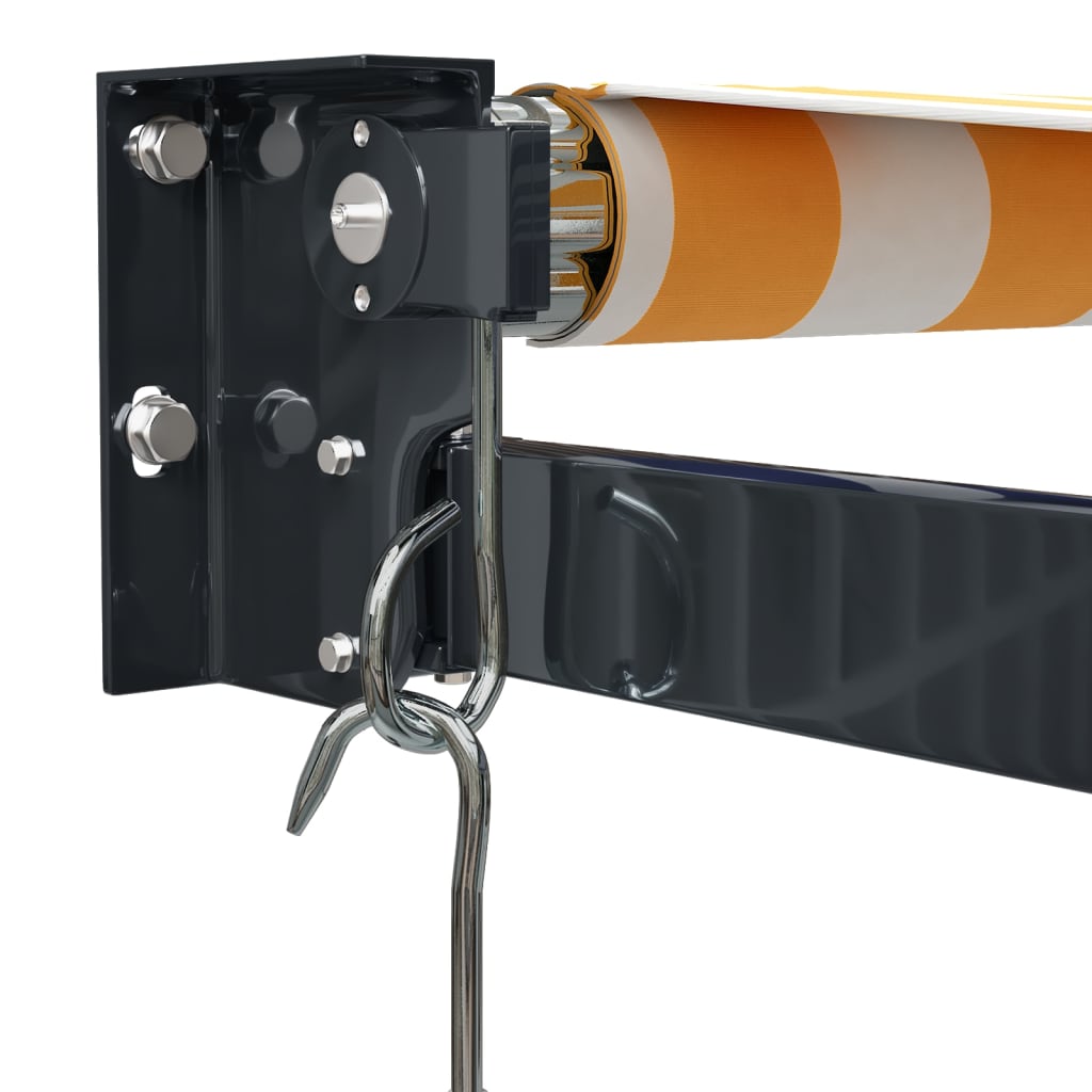 Markis Infällbar Gul Och Vit 3X2,5 M Tyg&amp;Aluminium