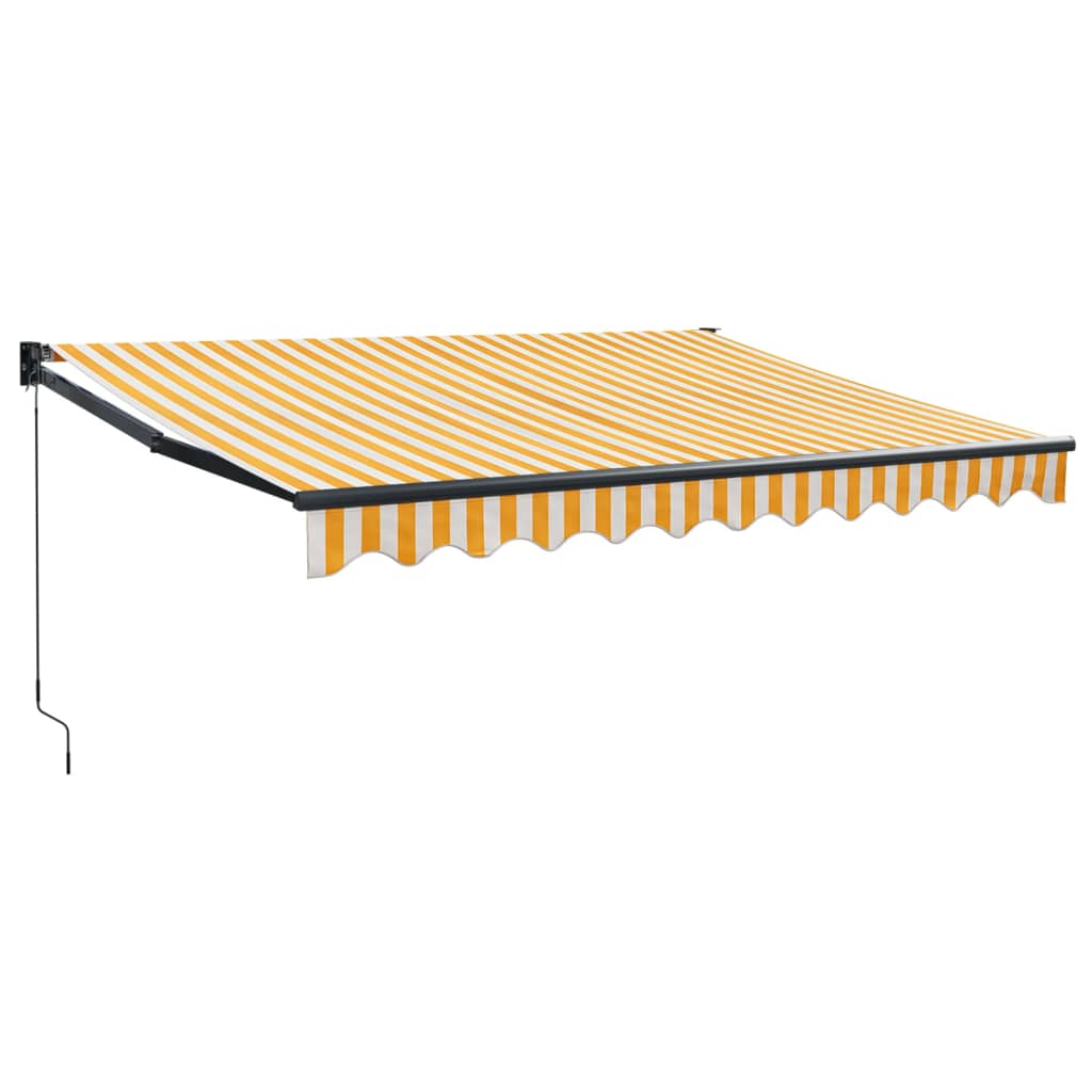 Markis Infällbar Gul Och Vit 3,5X2,5 M Tyg&amp;Aluminium