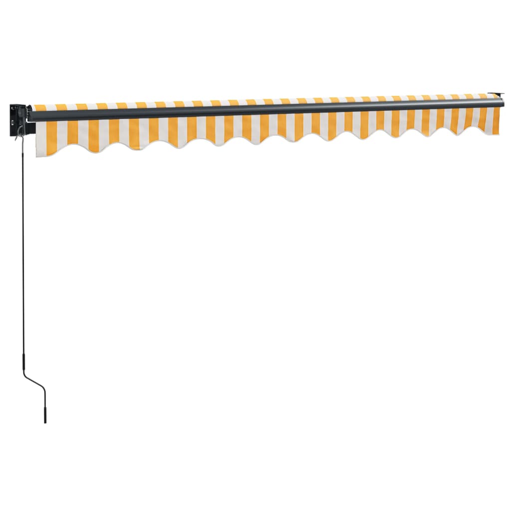 Markis Infällbar Gul Och Vit 3,5X2,5 M Tyg&amp;Aluminium
