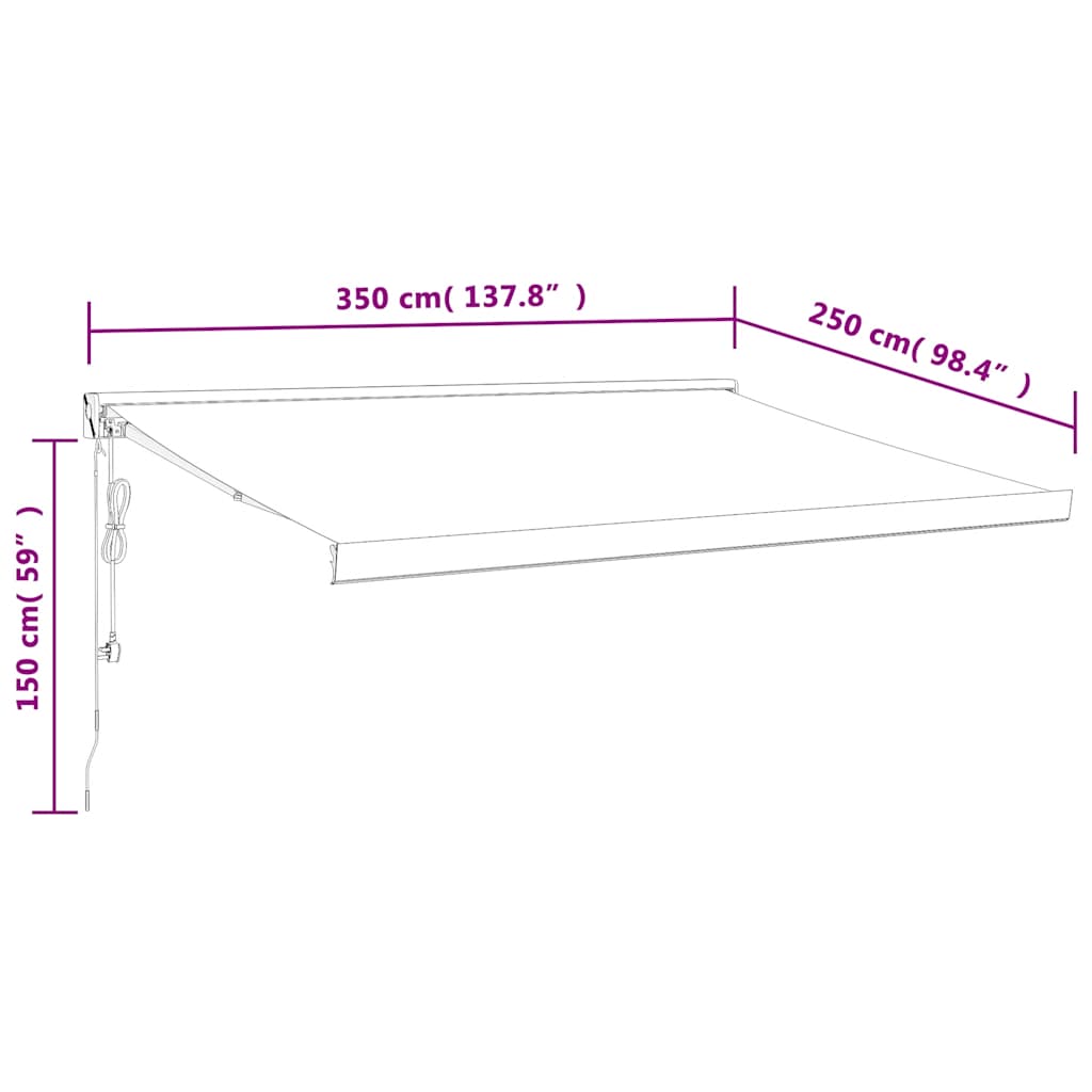 Markis Infällbar Gräddvit 3,5X2,5 M Tyg&amp;Aluminium