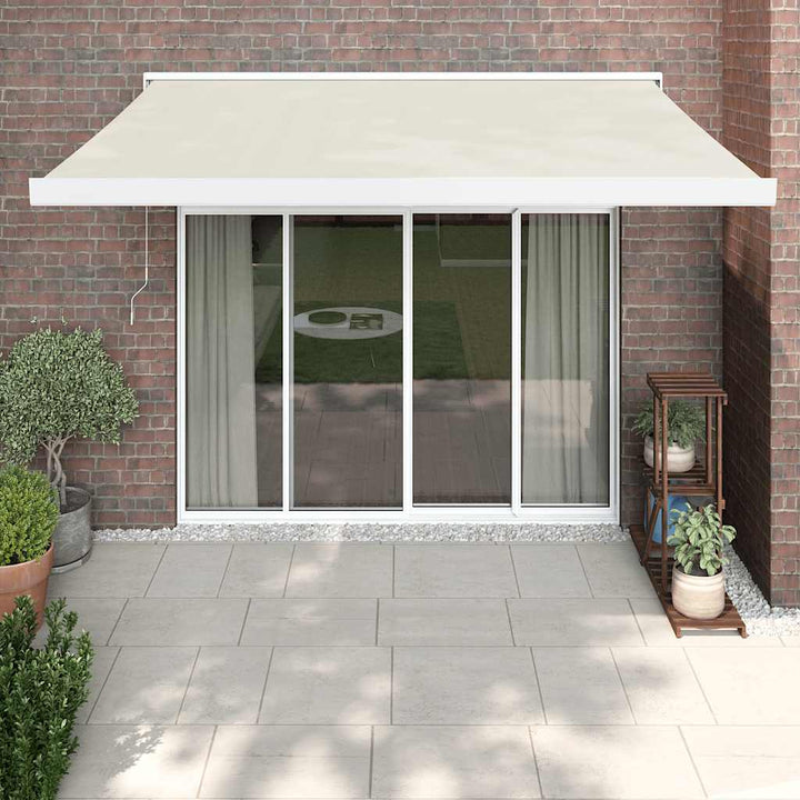 Markis Infällbar Gräddvit 3,5X2,5 M Tyg&amp;Aluminium
