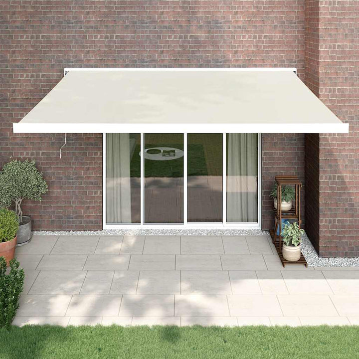 Markis Infällbar Gräddvit 3,5X2,5 M Tyg&amp;Aluminium
