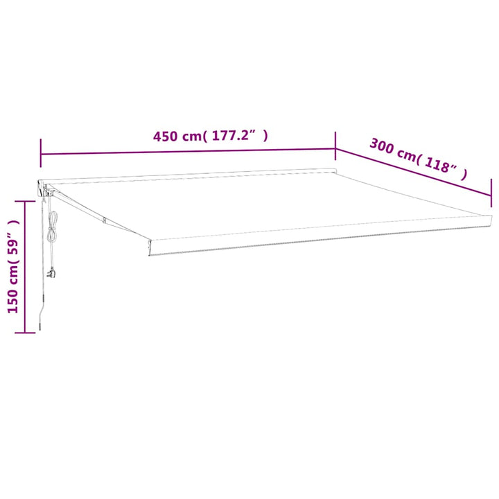 Markis Infällbar 4,5X3 M Tyg&amp;Aluminium