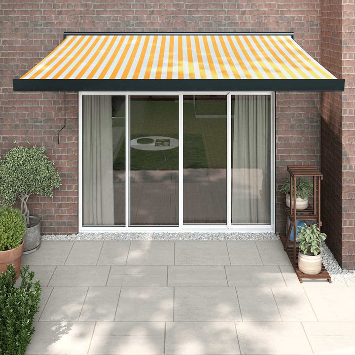 Markis Infällbar Gräddvit 3,5X2,5 M Tyg&amp;Aluminium