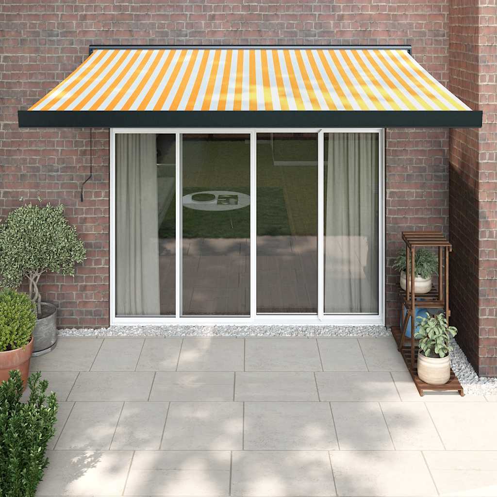 Markis Infällbar Gräddvit 3,5X2,5 M Tyg&amp;Aluminium
