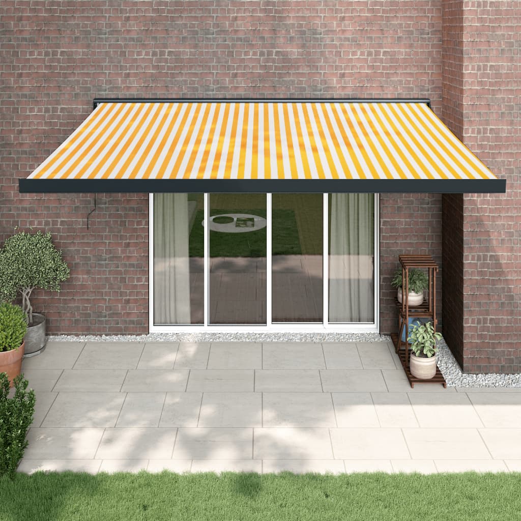 Markis Infällbar Gräddvit 3,5X2,5 M Tyg&amp;Aluminium