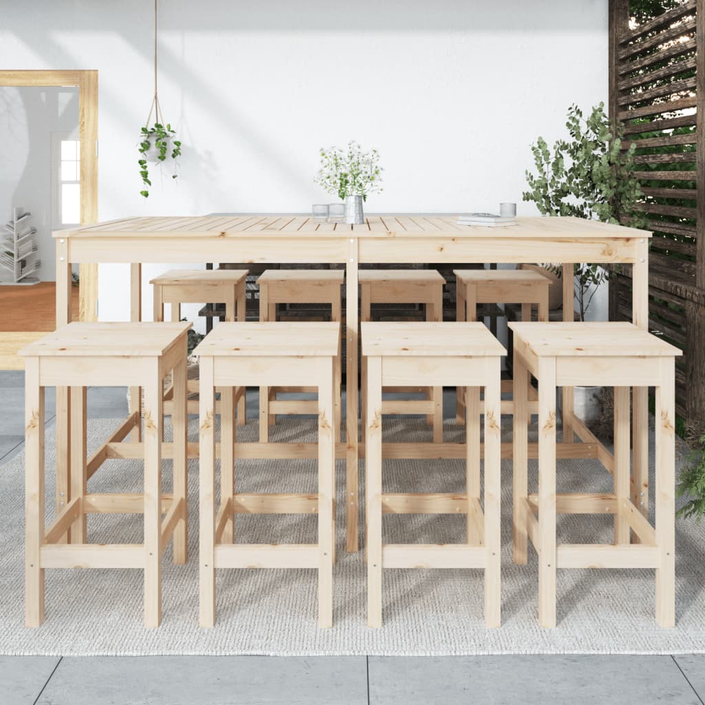 Barmöbler För Trädgården 9 Delar Massiv Furu