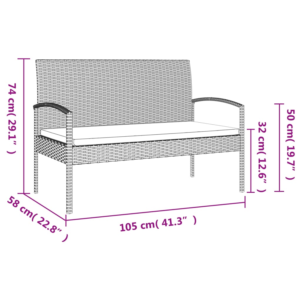 Trädgårdsbänk Med Dyna 105 Cm Konstrotting