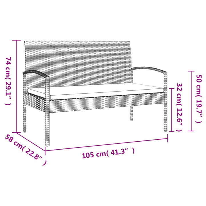 Trädgårdsbänk Med Dyna 105 Cm Konstrotting