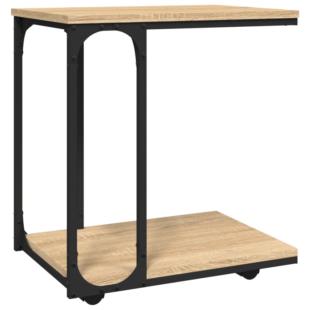 Sidobord Med Hjul Sonoma-Ek 50X35X55,5 Cm Konstruerat Trä