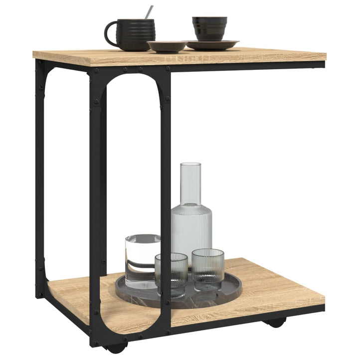 Sidobord Med Hjul Sonoma-Ek 50X35X55,5 Cm Konstruerat Trä
