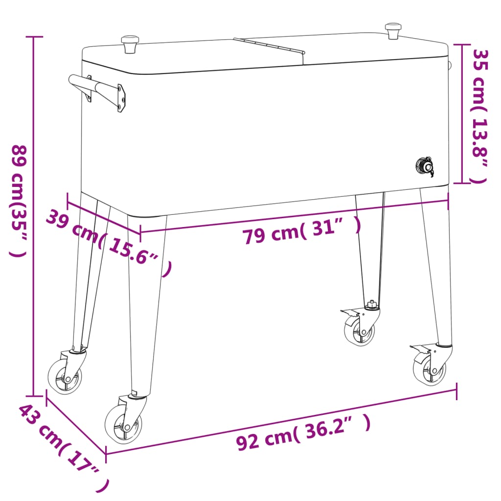 Kylbox Med Hjul Röd 92X43X89 Cm