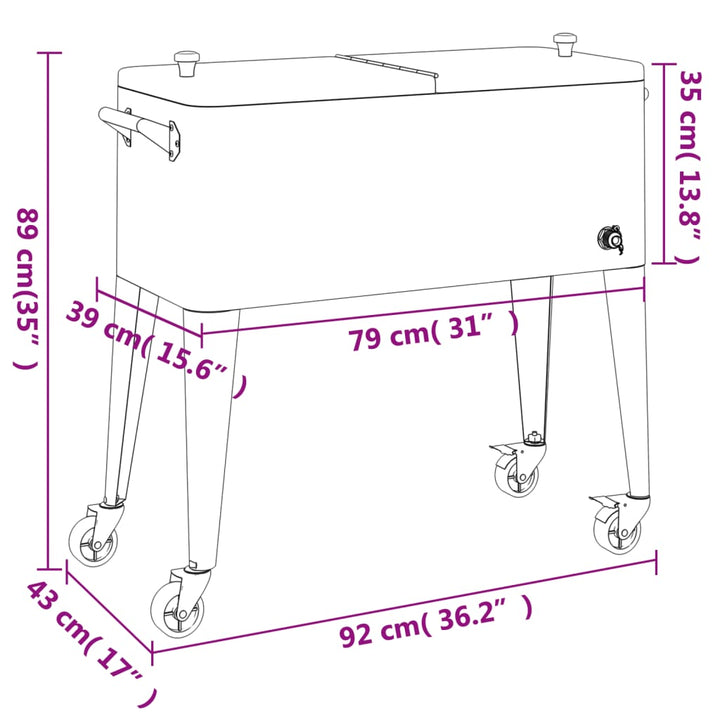 Kylbox Med Hjul Röd 92X43X89 Cm