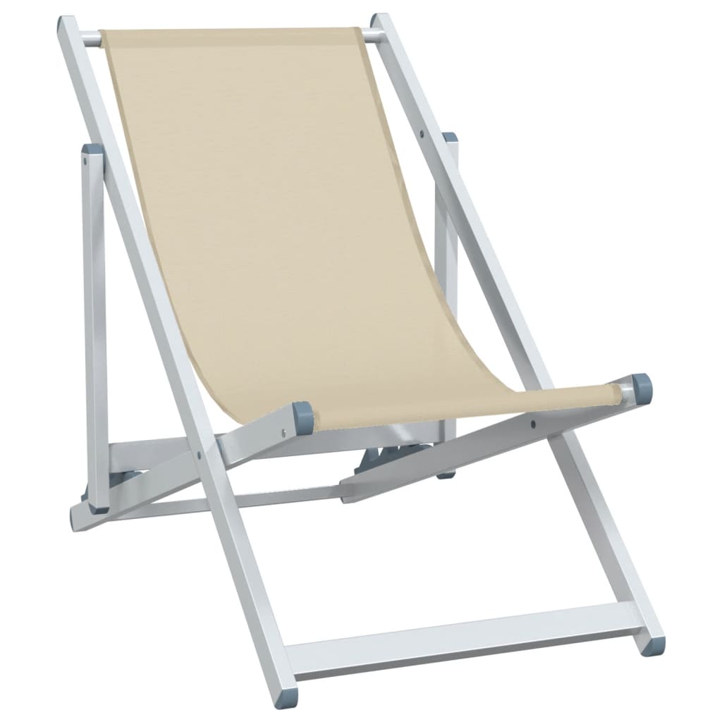 Strandstolar Hopfällbara 2 St Gräddvit Aluminium Och Textilen