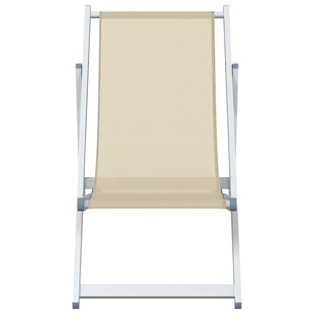 Strandstolar Hopfällbara 2 St Gräddvit Aluminium Och Textilen