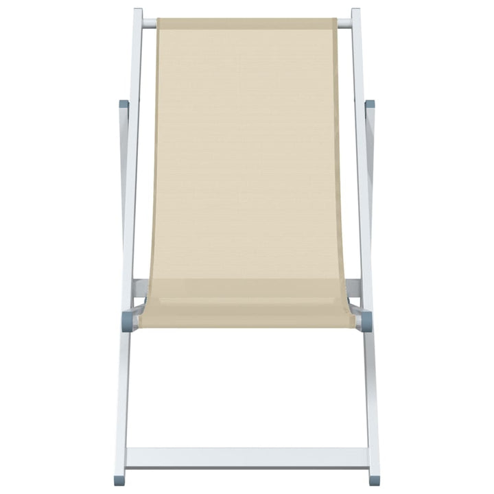 Strandstolar Hopfällbara 2 St Gräddvit Aluminium Och Textilen